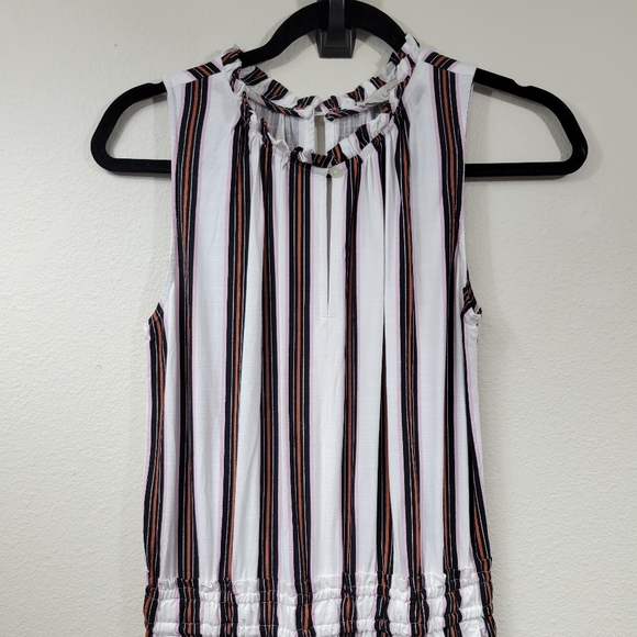 Loft Striped Rayon High Neck Jumpsuit | Size XS - Picture 4 of 16